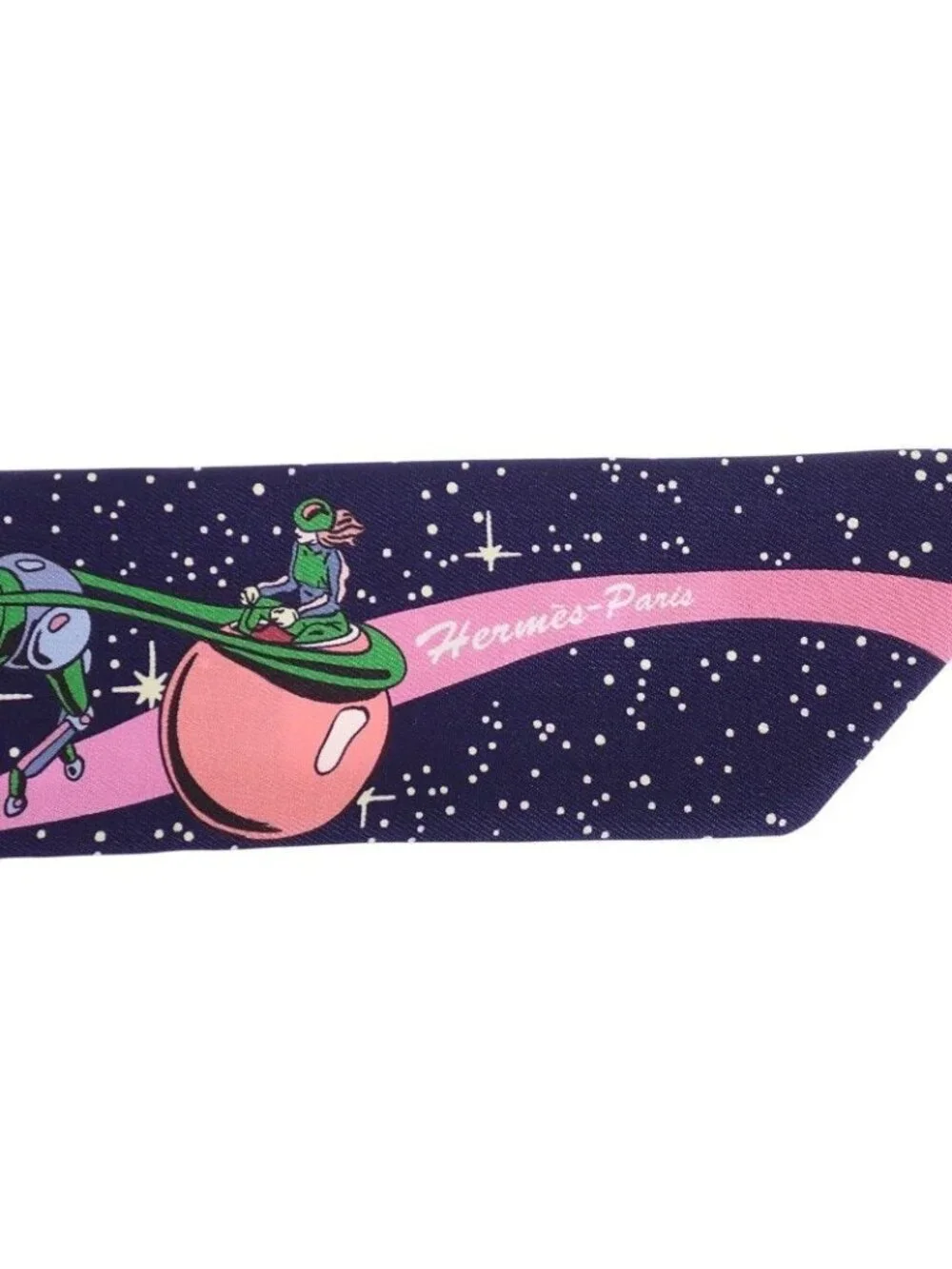 Hermes Twilly Space Scarf Silk Navy Marine Rose